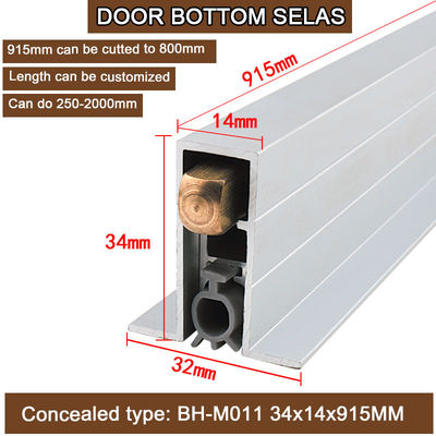 Prevenção de poeira acústica vedação automática de porta de queda de fecho faixas climáticas ocultas com borda lateral 915mm