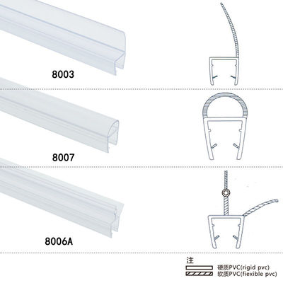 A tira de vidro transparente H do selo de porta do chuveiro do PVC dá forma à água do banheiro que retém a tira